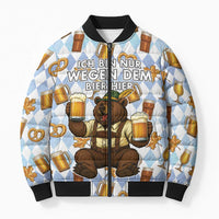 Funny Beer Oktoberfest Bomber Puffer Jacket Ich Bin Nur Wegen Dem Bier Hier - Wonder Print Shop