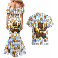 Funny Beer Oktoberfest Couples Matching Mermaid Dress and Hawaiian Shirt Ich Bin Nur Wegen Dem Bier Hier - Wonder Print Shop