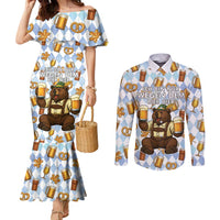 Funny Beer Oktoberfest Couples Matching Mermaid Dress and Long Sleeve Button Shirt Ich Bin Nur Wegen Dem Bier Hier - Wonder Print Shop