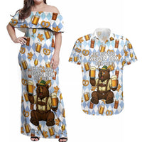 Funny Beer Oktoberfest Couples Matching Off Shoulder Maxi Dress and Hawaiian Shirt Ich Bin Nur Wegen Dem Bier Hier - Wonder Print Shop