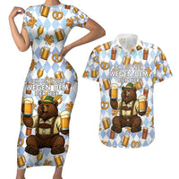 Funny Beer Oktoberfest Couples Matching Short Sleeve Bodycon Dress and Hawaiian Shirt Ich Bin Nur Wegen Dem Bier Hier - Wonder Print Shop