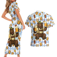 Funny Beer Oktoberfest Couples Matching Short Sleeve Bodycon Dress and Hawaiian Shirt Ich Bin Nur Wegen Dem Bier Hier - Wonder Print Shop