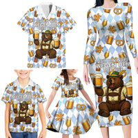Funny Beer Oktoberfest Family Matching Long Sleeve Bodycon Dress and Hawaiian Shirt Ich Bin Nur Wegen Dem Bier Hier - Wonder Print Shop