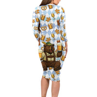 Funny Beer Oktoberfest Family Matching Long Sleeve Bodycon Dress and Hawaiian Shirt Ich Bin Nur Wegen Dem Bier Hier - Wonder Print Shop