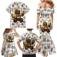 Funny Beer Oktoberfest Family Matching Mermaid Dress and Hawaiian Shirt Ich Bin Nur Wegen Dem Bier Hier - Wonder Print Shop