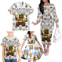Funny Beer Oktoberfest Family Matching Off The Shoulder Long Sleeve Dress and Hawaiian Shirt Ich Bin Nur Wegen Dem Bier Hier - Wonder Print Shop