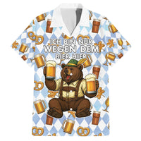 Funny Beer Oktoberfest Family Matching Off The Shoulder Long Sleeve Dress and Hawaiian Shirt Ich Bin Nur Wegen Dem Bier Hier - Wonder Print Shop