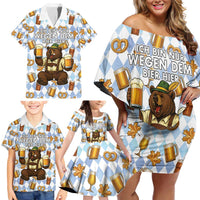 Funny Beer Oktoberfest Family Matching Off Shoulder Short Dress and Hawaiian Shirt Ich Bin Nur Wegen Dem Bier Hier - Wonder Print Shop