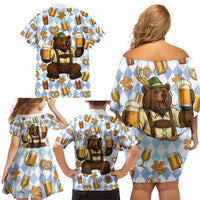 Funny Beer Oktoberfest Family Matching Off Shoulder Short Dress and Hawaiian Shirt Ich Bin Nur Wegen Dem Bier Hier - Wonder Print Shop