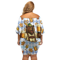 Funny Beer Oktoberfest Family Matching Off Shoulder Short Dress and Hawaiian Shirt Ich Bin Nur Wegen Dem Bier Hier - Wonder Print Shop