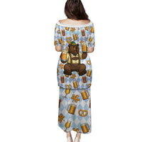 Funny Beer Oktoberfest Family Matching Puletasi and Hawaiian Shirt Ich Bin Nur Wegen Dem Bier Hier - Wonder Print Shop