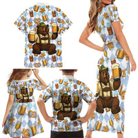 Funny Beer Oktoberfest Family Matching Short Sleeve Bodycon Dress and Hawaiian Shirt Ich Bin Nur Wegen Dem Bier Hier - Wonder Print Shop