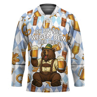 Funny Beer Oktoberfest Hockey Jersey Ich Bin Nur Wegen Dem Bier Hier - Wonder Print Shop