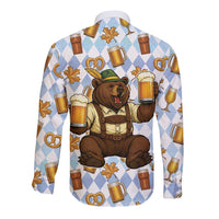Funny Beer Oktoberfest Long Sleeve Button Shirt Ich Bin Nur Wegen Dem Bier Hier - Wonder Print Shop