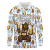 Funny Beer Oktoberfest Long Sleeve Polo Shirt Ich Bin Nur Wegen Dem Bier Hier - Wonder Print Shop