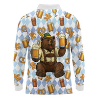 Funny Beer Oktoberfest Long Sleeve Polo Shirt Ich Bin Nur Wegen Dem Bier Hier - Wonder Print Shop