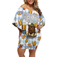 Funny Beer Oktoberfest Off Shoulder Short Dress Ich Bin Nur Wegen Dem Bier Hier - Wonder Print Shop
