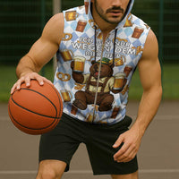 Funny Beer Oktoberfest Sleeveless Zip Hoodie Ich Bin Nur Wegen Dem Bier Hier - Wonder Print Shop