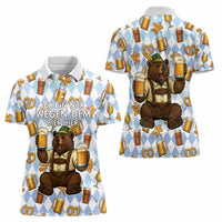 Funny Beer Oktoberfest Women Polo Shirt Ich Bin Nur Wegen Dem Bier Hier - Wonder Print Shop