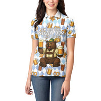 Funny Beer Oktoberfest Women Polo Shirt Ich Bin Nur Wegen Dem Bier Hier - Wonder Print Shop