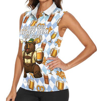 Funny Beer Oktoberfest Women Sleeveless Polo Shirt Ich Bin Nur Wegen Dem Bier Hier - Wonder Print Shop