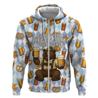 Funny Beer Oktoberfest Zip Hoodie Ich Bin Nur Wegen Dem Bier Hier - Wonder Print Shop