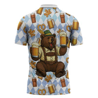 Funny Beer Oktoberfest Zipper Polo Shirt Ich Bin Nur Wegen Dem Bier Hier - Wonder Print Shop