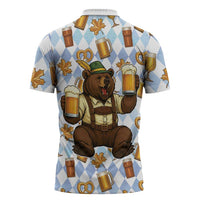 Funny Beer Oktoberfest Zipper Polo Shirt Ich Bin Nur Wegen Dem Bier Hier - Wonder Print Shop