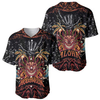 Aloha Halloween Baseball Jersey Horror Tiki Heavy Metal Style - Wonder Print Shop