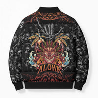 Aloha Halloween Bomber Puffer Jacket Horror Tiki Heavy Metal Style - Wonder Print Shop