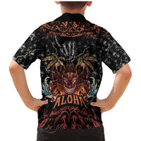 Aloha Halloween Family Matching Mermaid Dress and Hawaiian Shirt Horror Tiki Heavy Metal Style - Wonder Print Shop