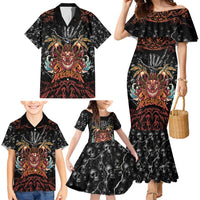 Aloha Halloween Family Matching Mermaid Dress and Hawaiian Shirt Horror Tiki Heavy Metal Style - Wonder Print Shop