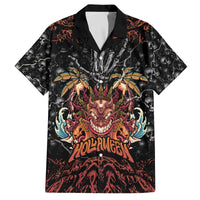 Aloha Halloween Family Matching Off The Shoulder Long Sleeve Dress and Hawaiian Shirt Horror Tiki Heavy Metal Style - Wonder Print Shop