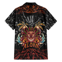 Aloha Halloween Family Matching Off The Shoulder Long Sleeve Dress and Hawaiian Shirt Horror Tiki Heavy Metal Style - Wonder Print Shop