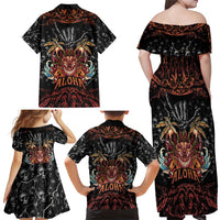 Aloha Halloween Family Matching Off Shoulder Maxi Dress and Hawaiian Shirt Horror Tiki Heavy Metal Style - Wonder Print Shop