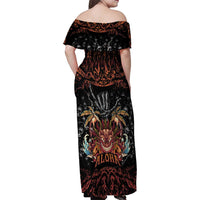 Aloha Halloween Family Matching Off Shoulder Maxi Dress and Hawaiian Shirt Horror Tiki Heavy Metal Style - Wonder Print Shop