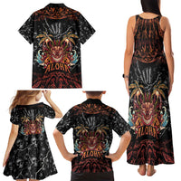 Aloha Halloween Family Matching Tank Maxi Dress and Hawaiian Shirt Horror Tiki Heavy Metal Style - Wonder Print Shop