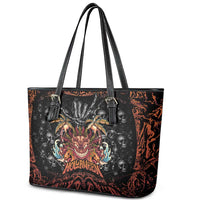 Aloha Halloween Leather Tote Bag Horror Tiki Heavy Metal Style - Wonder Print Shop
