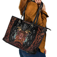 Aloha Halloween Leather Tote Bag Horror Tiki Heavy Metal Style - Wonder Print Shop