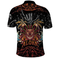Aloha Halloween Polo Shirt Horror Tiki Heavy Metal Style - Wonder Print Shop