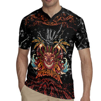 Aloha Halloween Rugby Jersey Horror Tiki Heavy Metal Style - Wonder Print Shop
