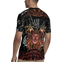 Aloha Halloween Rugby Jersey Horror Tiki Heavy Metal Style - Wonder Print Shop