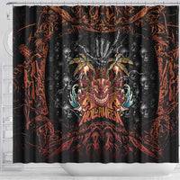 Aloha Halloween Shower Curtain Horror Tiki Heavy Metal Style - Wonder Print Shop