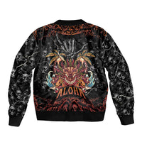 Aloha Halloween Sleeve Zip Bomber Jacket Horror Tiki Heavy Metal Style - Wonder Print Shop