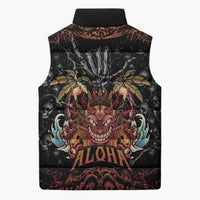 Aloha Halloween Sleeveless Puffer Jacket Horror Tiki Heavy Metal Style - Wonder Print Shop