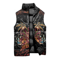 Aloha Halloween Sleeveless Puffer Jacket Horror Tiki Heavy Metal Style - Wonder Print Shop