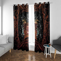 Aloha Halloween Window Curtain Horror Tiki Heavy Metal Style - Wonder Print Shop