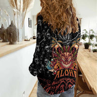 Aloha Halloween Women Casual Shirt Horror Tiki Heavy Metal Style - Wonder Print Shop