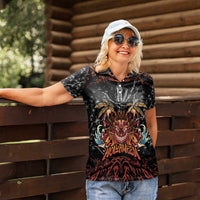 Aloha Halloween Women Polo Shirt Horror Tiki Heavy Metal Style - Wonder Print Shop