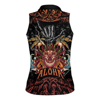 Aloha Halloween Women Sleeveless Polo Shirt Horror Tiki Heavy Metal Style - Wonder Print Shop